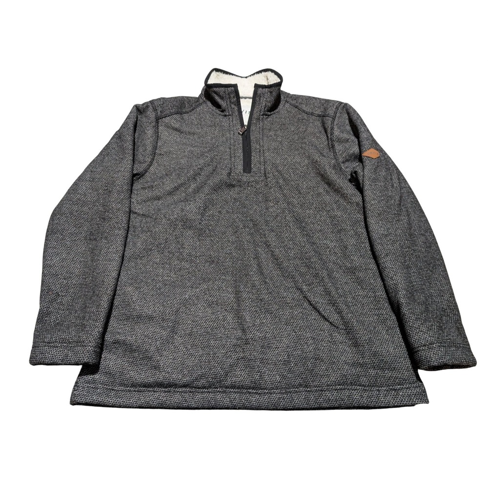 Orvis Mens Charcoal Grey Honeycomb Knit Sherpa Lined Quarter Zip Pullover Medium